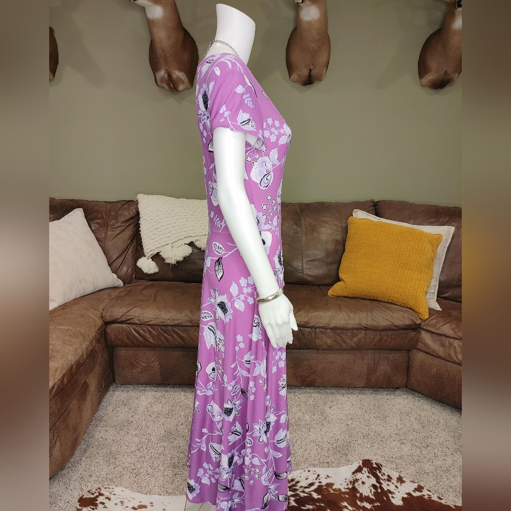 52 SEVEN FLORAL LONG DRESS, PURPLE S - Picture 3 of 9